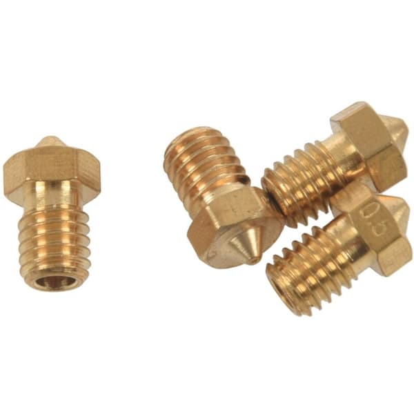 5 stk. 0,3 mm messingdyse til 3D-printer V5 og V6 J-Head 3 mm (0,3 mm/3 mm)