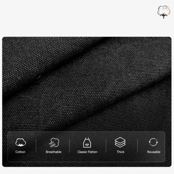 Kokin esiliina miehille, raskas puuvillakangasesiliina ristikkäin selässä säädettävillä hihnoilla ja taskuilla, musta