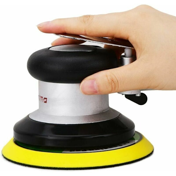 Candyse Professionel Luft Excentrisk Slibemaskine, Højtydende Mini Dobbeltvirkende Pneumatisk Polermaskine med, 9500rpm, (1stk, 125mm)
