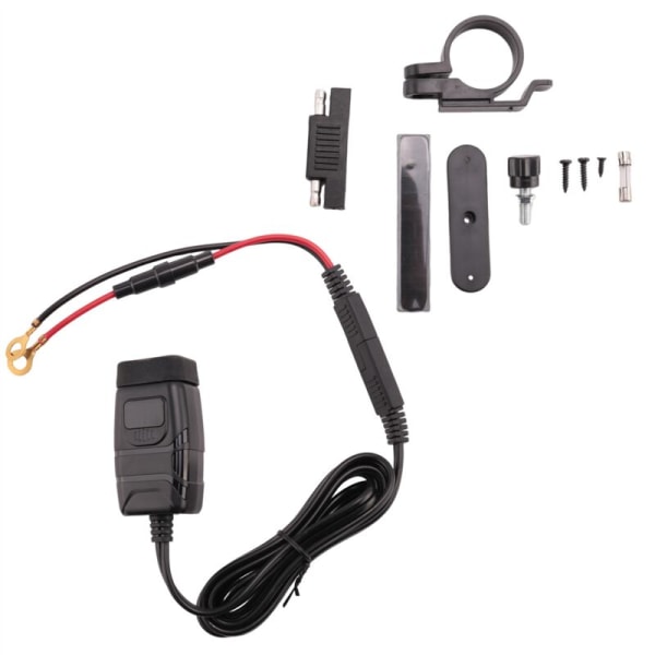 QC3.0 USB + Type-C Vanntett Mobil Lader Auto Lader USB-kontakt med Rød Voltmeter