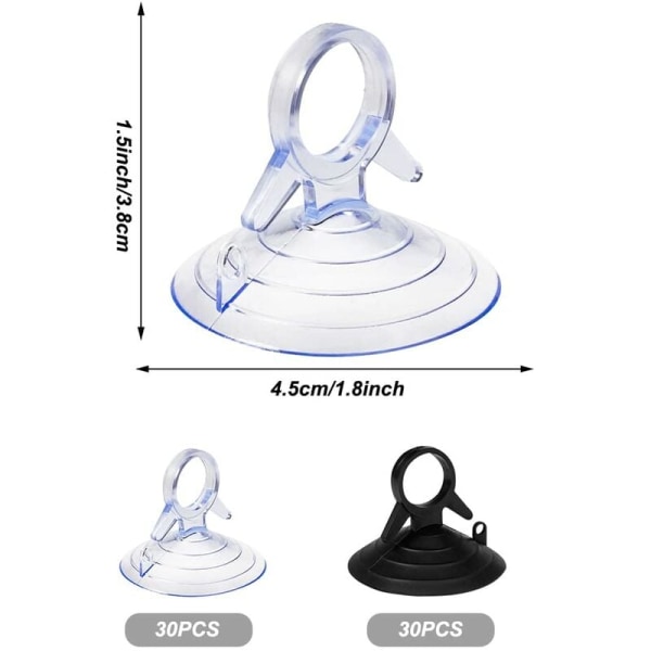 60 stk. solskærmssuger, 45 mm sugekop uden kroge sugekop, PVC sugekopper mini gennemsigtig og sort sugekop sugekop, vind