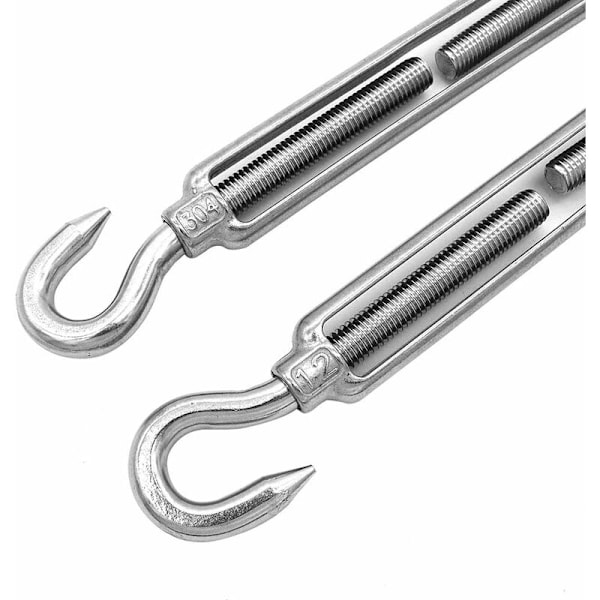 2-pack M12 Haka och Öga, C till O Spännare, 304 Rostfritt Stål, Tungt Arbetsgängat Trådrep Spännhårdvara Kit, för Solskydd, Tältmarkis Installation