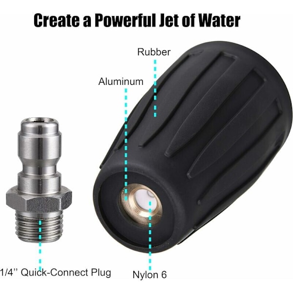 Painepesurin turbo-suutin, pyörivä suutin ja 5 kärkeä, 1/4\" pikaliitäntä, 3000-4000 psi, 5,2 mm suutinaukko, Irisfr