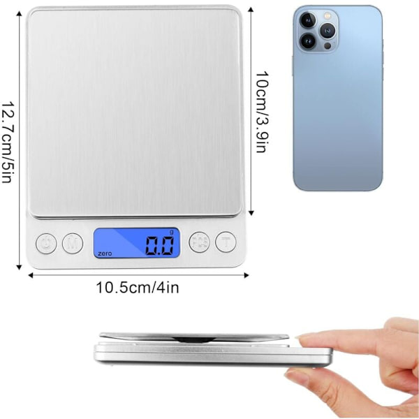 Högprecisions LCD-våg 3000g/0.1g, Digital Kökssvåg, Elektronisk Vågskål