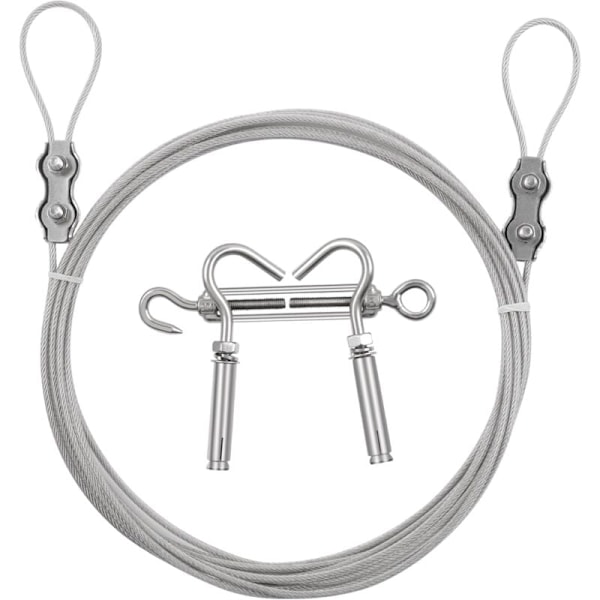 6m Φ3mm PVC-belagt rustfrit stål kabel med kabelspænder, bruges til at lave rustfrit stål reb hængekit, zipline til have, klatreplante Ki
