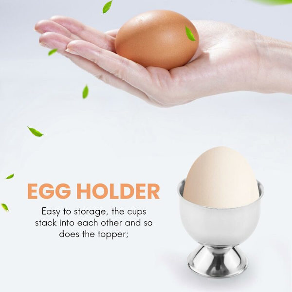 Eggkoppholder i rustfritt stål for myke kokte egg, kan lages av små vinglass, 6 sett