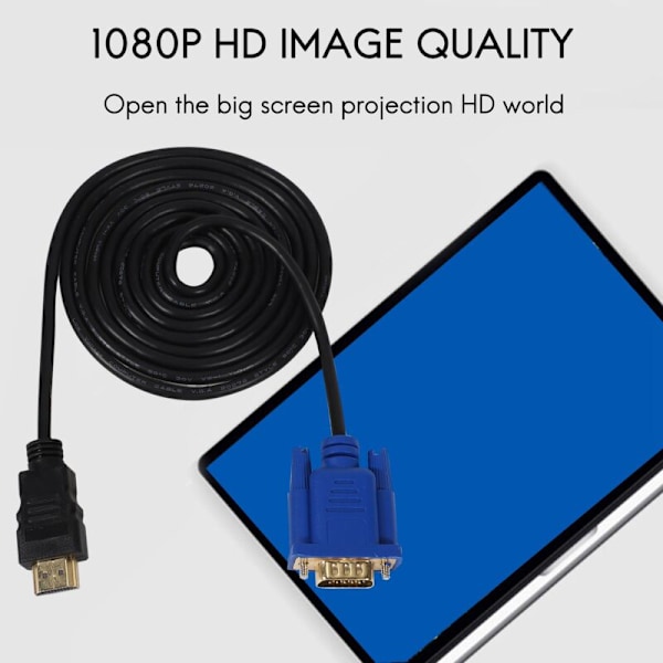 Guld HDTV Han til VGA HD-15 15-polet Adapterkabel 6 fod 1,8 m 1080P
