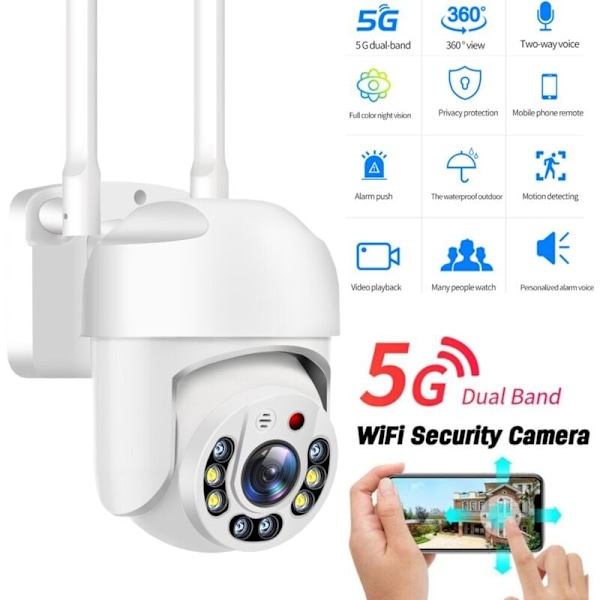 5G WIFI HD-valvontakamera Kaksisuuntainen intercom PTZ-ohjaus Yökuvaus Liikkeen havaitseminen ja automaattinen seuranta
