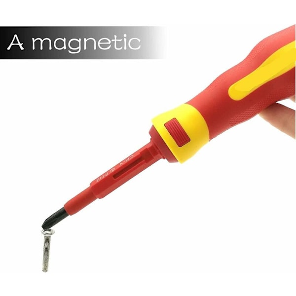 Isolert Skrutrekkersett for Elektrikere, 7 deler - Solid og Multifunksjonelt Sett (14 i 1) i Krom Vanadium Legering, 500V