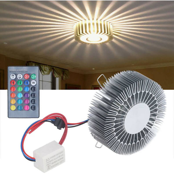 Solsikke Aluminium Vægslampe 3W RGB LED Aluminium Vægslampe med Fjernbetjening til Soveværelse Sengenatbord Stue 85277V