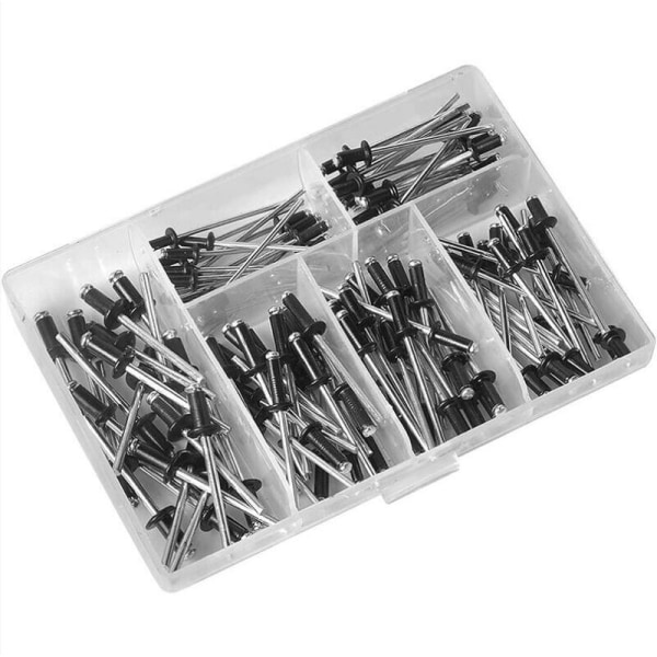 Blindnit, Aluminium Blindnit, Svart Blindnit Kit, Metallnit med Förvaringsväska M2.4/M3.0/M3.2(120st)