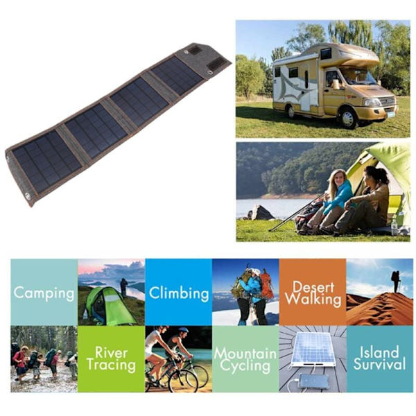 8W Bärbar Solcellsladdare Utomhus Camping Vandring Fällbar Solväska Laddare USB 5V Solpanel Laddare