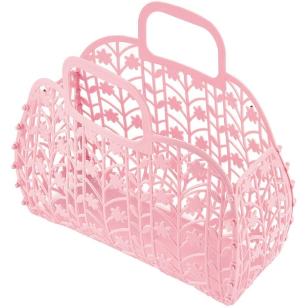 Badrum Tvättkorg Avtagbar Duschkorg Plastkorg för Badkar Shoppingkorg Familjeförvaring Organisation Rosa