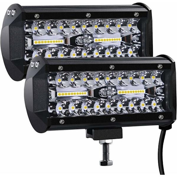 LED Arbeidslys 300W 7'' Bil LED Spotlight 12v Vanntett IP67 Spot Flood LED Tåkelys 27,000lm Arbeidslys for Bil Lastebil Traktor (2 stk)