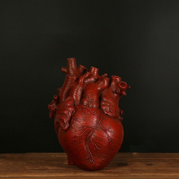 Pohjoismainen tyyli hartsimaljakko Anatomical Heart Vase Työpöydän kasviruukku sisustukseen-F