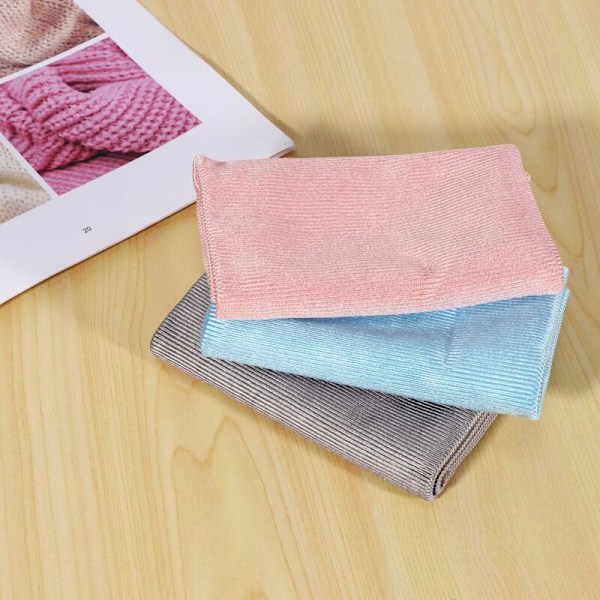 6 stk Køkkenhåndklæder Sæt Tyk Absorberende Ingen Hårtab Mikrofiber Rengøringsklud til Opvask