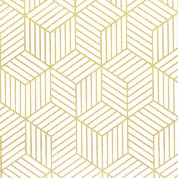 Guld Geometrisk Stribet Tapet Selvklæbende Guld Tapet Vægdækning Hvid Tapet 45x600cm Julegaveindpakningspapir HIASDFLS