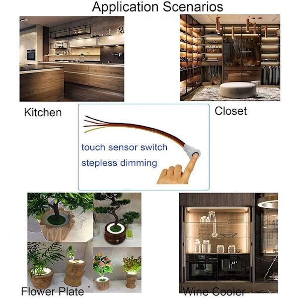 2 stk. serie Dimmer Touch Switch DC3.7V 5V 12V trinløs Dimmer Sensor til LED-lys, RV, skab, skab og strimmel