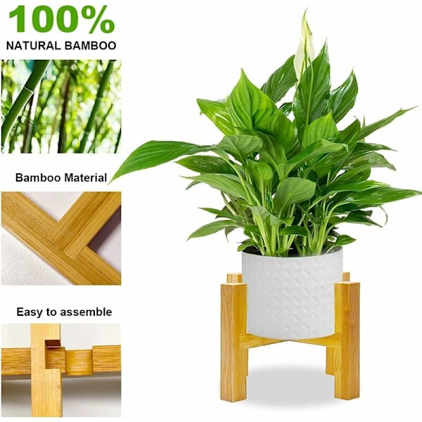 Växtställ, set om 3, i mitten av seklet, i trä, med halkfri matta, naturlig modern blomkruka för inomhus, utomhus, trädgård, gård, vardagsrum