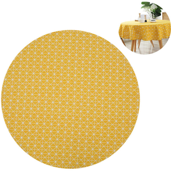Dug - Linnedug Anti-Rynke Broderet Burlap Landlig Spisebord Dæksel Boho Køkkenbord Dug til Rundt Bord Diameter 12