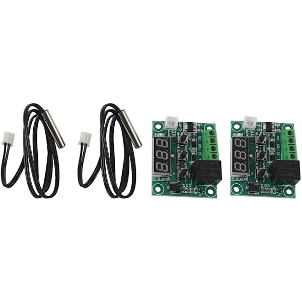 2X W1209 12V DC Digital Temperaturregulator Mini Elektronisk Temperaturkontrollmodul Elektronisk Temp Switch Grön