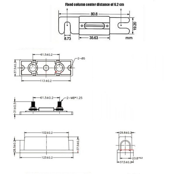 3 stk ANL sikringsholder Bolt-on sikring Bilsikringholder Sikringslenke med 100A sikring AMP sikringer