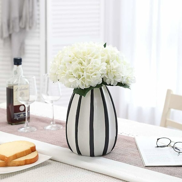 Kunstig Hortensia Blomst, 5 stk Enkelt Lang Silke Stilk 6,3 tommer Hode Hortensia Buketter for Bryllup, Hjem, Hotell, Festdekorasjon, Blomsteroppsats