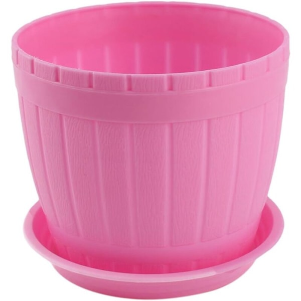 sourcing map Blomsterpot Planter Hjem Have Plastik Cylinder Grøntsags Planteholder Pink