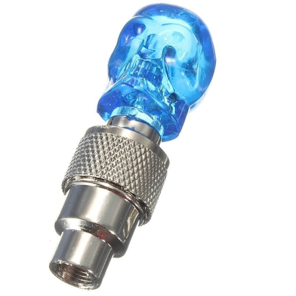 Valve cap with LED Skull valve caps with wheel lamps for bicycle car Bike - blue