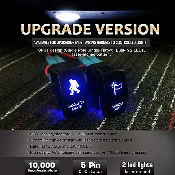 Vippbryter LED Lyslist Sasquatch Lys Piskbryter For ATV Can-am X3 RZR Båt SUV
