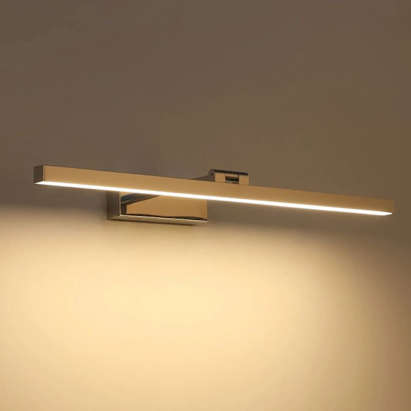 LED-kylpyhuonepeilivalo 50cm, 12W, IP44 Vedenkestävä Kylpyhuoneen Seinävalo 180° Kääntyvä, Moderni Kylpyhuonepeilivalo, Viileä Valkoinen 3000K, Musta, Hopea
