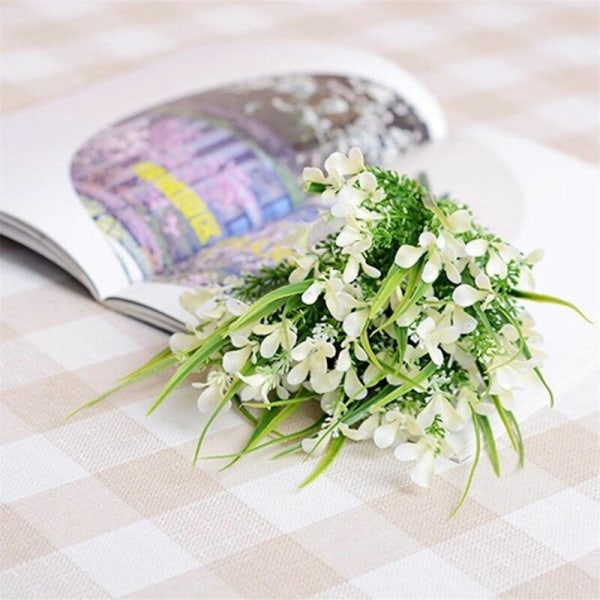 Buket med hvide kunstige blomster til hjem / bryllupsdekoration - 1 buket blomster pr. pakke