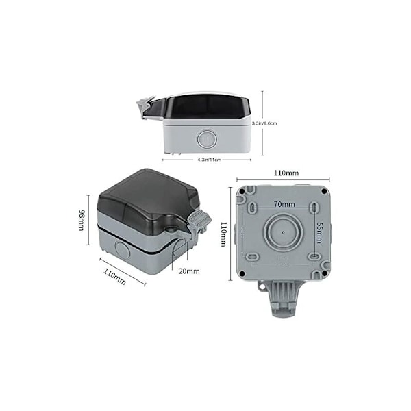 IP66 Vejrbestandig Udløb, Udendørs Elektrisk Udløb Vandtæt Vejrbestandig Forbindelsesboks til Køkken, Badeværelse, Garage, Pool og Have (Kun)