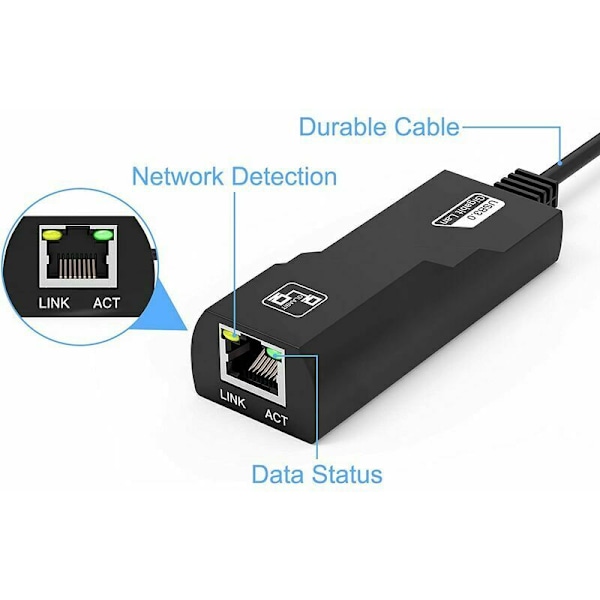 USB Ethernet 3.0 - RJ45-sovitin, mahdollistaa 1000 Mbps LAN-verkkoyhteyden, yhteensopiva Windows 10/8.1/8/7/Vista/XP, Mac OS 10.6 ja uudempi, Lin