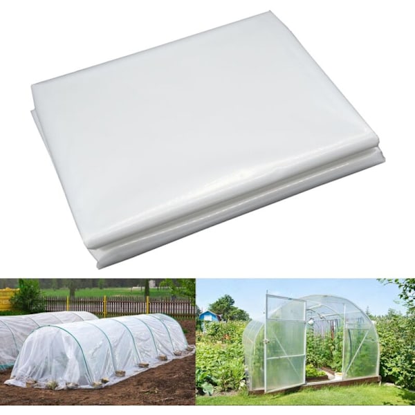 Växthusöverdrag, Transparent Plastöverdrag, Tunnelväxthusöverdrag 2m x 8m, Extra Tjockt Klart Polyetenfilm Trädgård Odla Polytunnelöverdrag för V