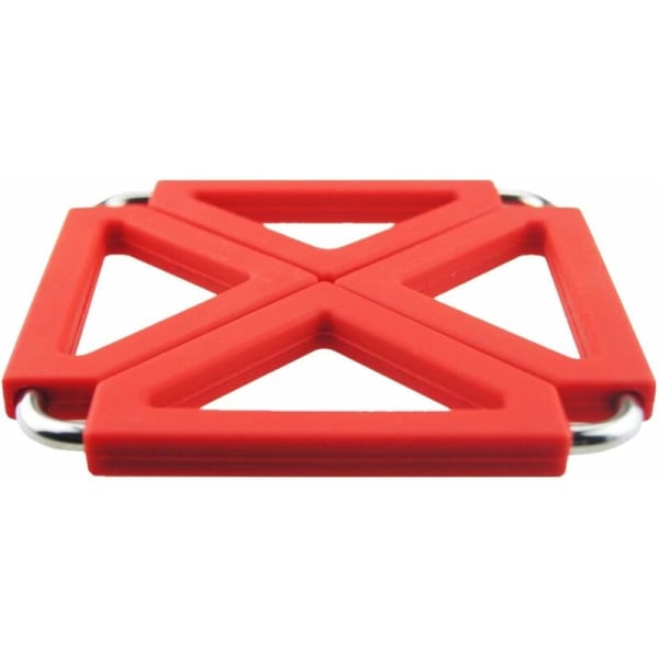 Foldable, adjustable and extendable trivet in metal and siliCone One size Red-