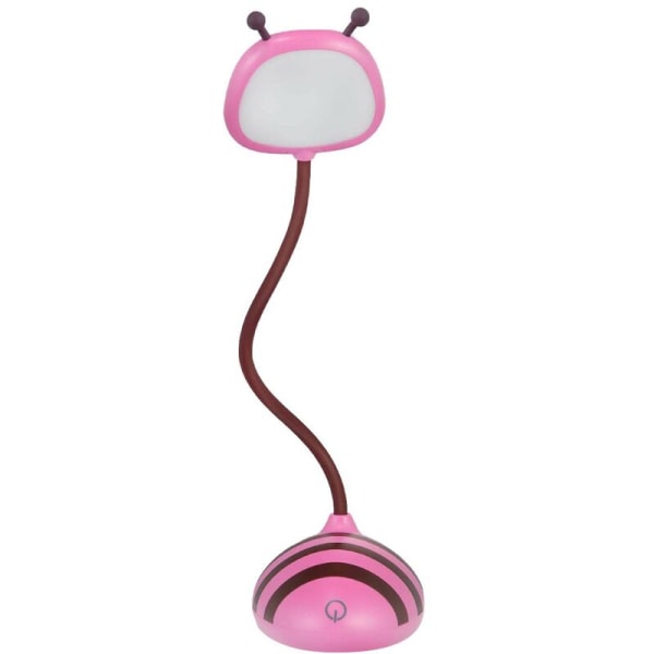 Led Desk Lamp Bee Design Press Control Dimming Flexible USB Rechargeable Desk Lamp Eye Care Children Student Lamp (Pink)