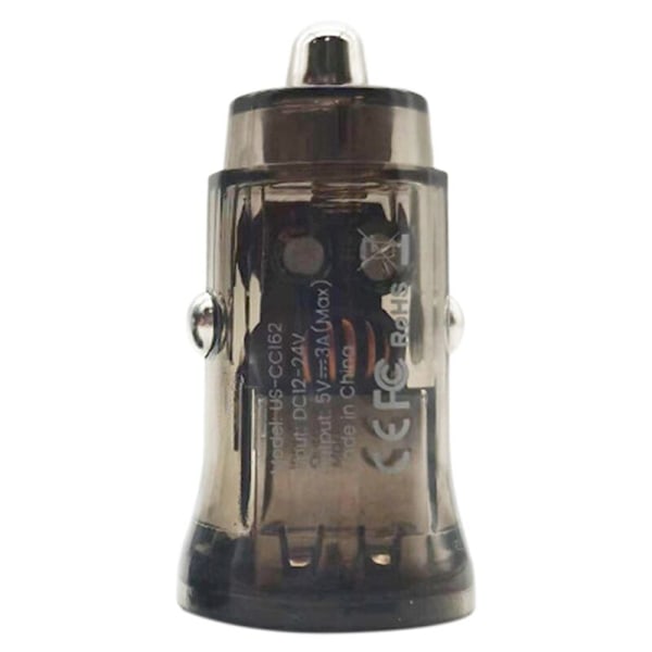 Transparent USB Billadder 3.1A PD Rask Lading Lader Mini Billadder (Transparent Svart)