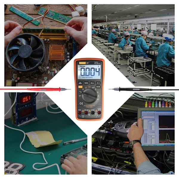 TRMS 6000 Auto Range Digital Multimeter med Batteri Alligator Klemmer, Testledninger, AC/DC Spænding/Tælling, Spændingsalarm, Amp/Ohm/Volt Multi-Tester/Diod