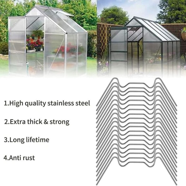 50 kpl kasvihuoneen kiinnikettä, kasvihuoneen kiinnitystarvikkeet, ruostumaton teräs, ruostumattomasta teräksestä valmistetut kasvihuoneen kiinnitystarvikkeet
