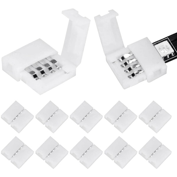 50 stk. RGB LED-strip lysforbindelser 4-bens LED-strip loddefri adapter terminalforlængelse 10mm