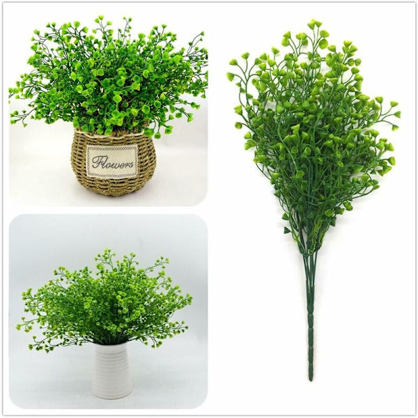 Kunstige Buske, Plastik Falske Grønne Planter Bryllup Indendørs Udendørs Hjem Have Veranda Køkken Kontor Bord Midtpunkter Arrangementer Chris