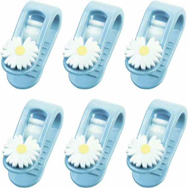 6 nålfria blommaformade påslakan clips (blå)-