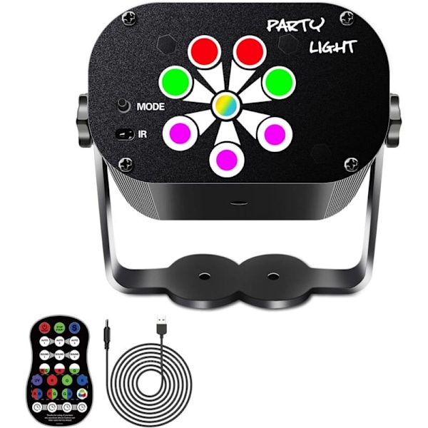 UV LED-projektor for festlys, USB RGB DJ-projektorlys, disco-fjernkontrollbelysning, oppladbar for Lumiere-scene, hage, stue, hjem Ka