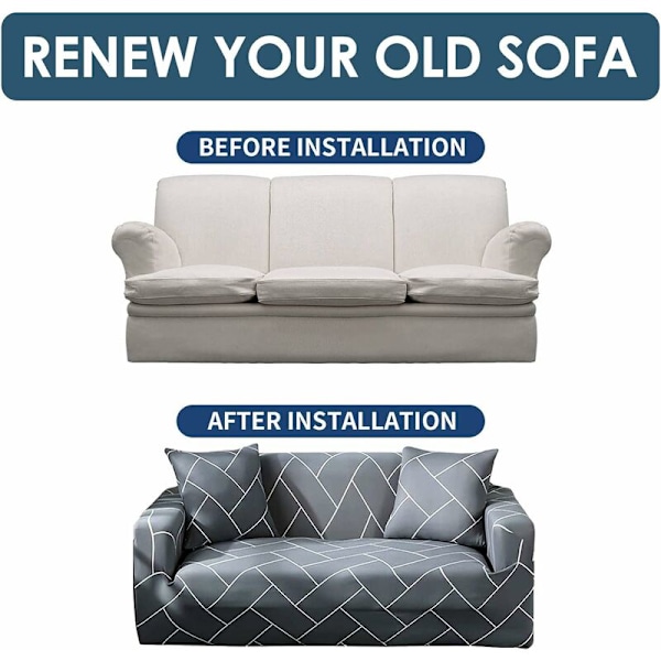 Piece Fit Stretch Sofa Betræk - Polyester Spandex Trykt Sofa Overtræk - Møbelbetræk/Beskytter til Lænestol Sofa med Elastisk Bund & Anti-