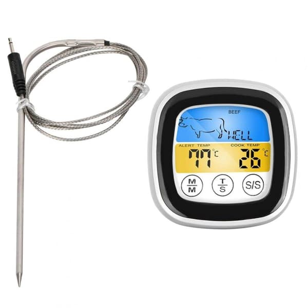 Trådløs stegetermometer Touch Screen Digitalt elektrisk stegetermometer med timer og alarmfunktion-