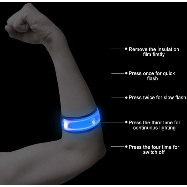 Set med 4 LED-armband, reflekterande LED-ljusarmband, ljusband, för barn på natten, säkerhetsljus för löpning, jogging, hundpromenader och andra utomhusaktiviteter