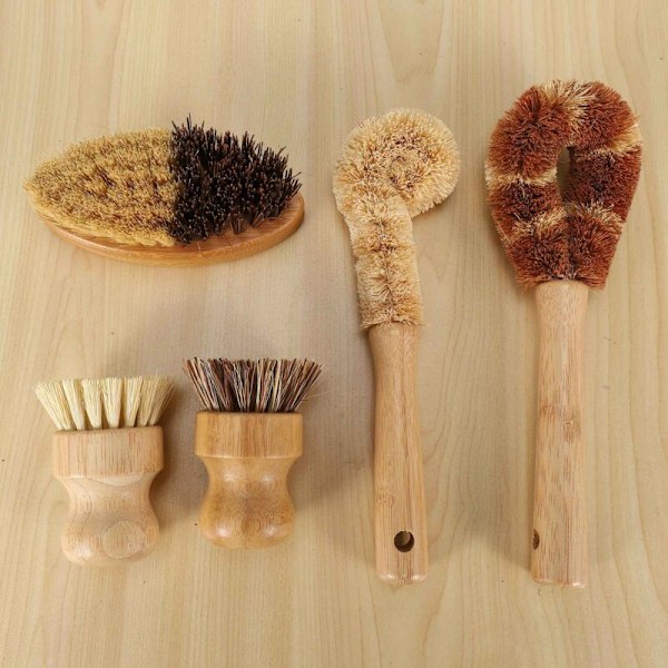 Köksrengöringsborste, Diskborste, Sisal Valnötsfiber Diskskrubb för Grönsaker Frukt Gryta