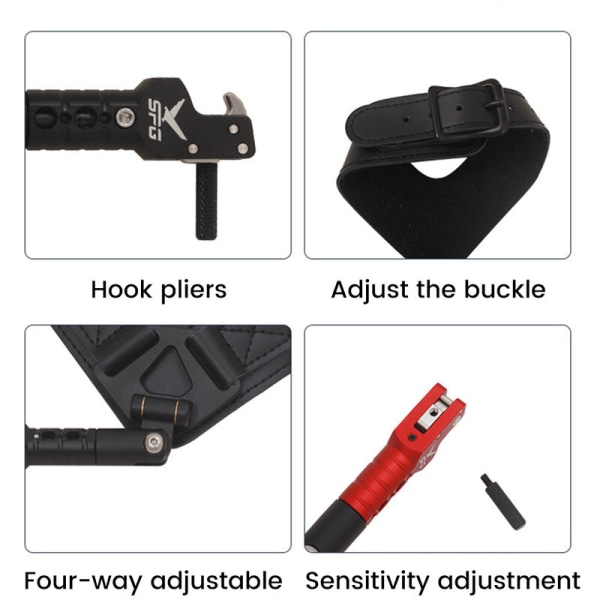 Handledsspridare med handledsrem för compoundbåge, 360 graders vridbar handledsstång, justerbar i fem längder för fyrvägsjustering 1