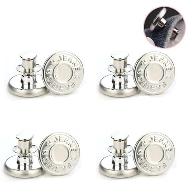 4 st. byxor-justeringsknappar, 17 mm knappar för att justera byxor, DIY-jeansknappar, för att minska byxans midja.